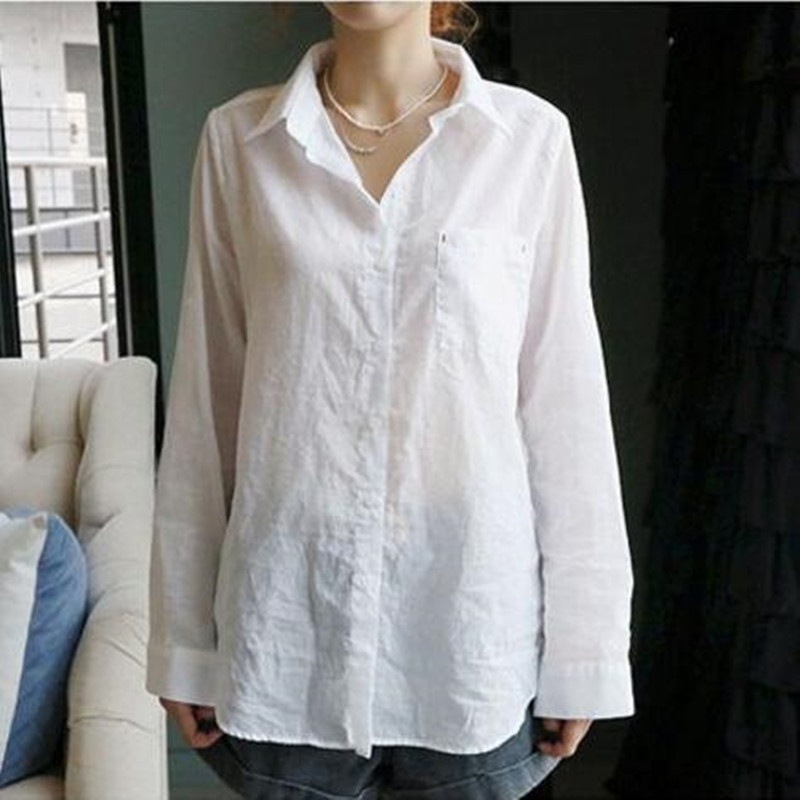 Plus-size women's clothing 2022 Korean version new Spring and Autumn artistic style white shirt for women long-sleeved fitted shirt for women details Picture