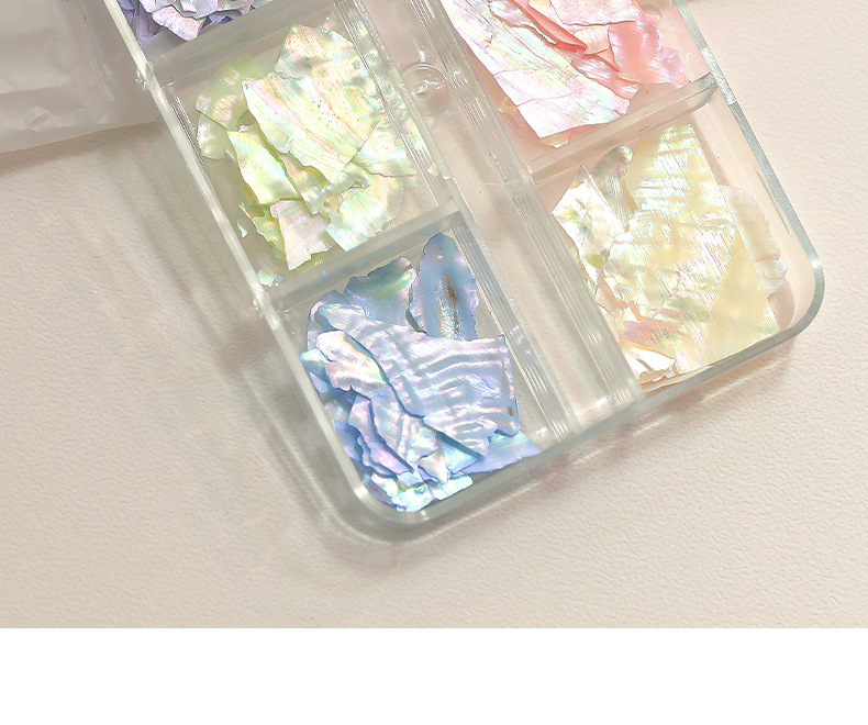 Cross-border wholesale of Japanese-style nail art 6-compartment shell accessories mixed with ultra-thin and colorful natural abalone slice nail decorations pic 9