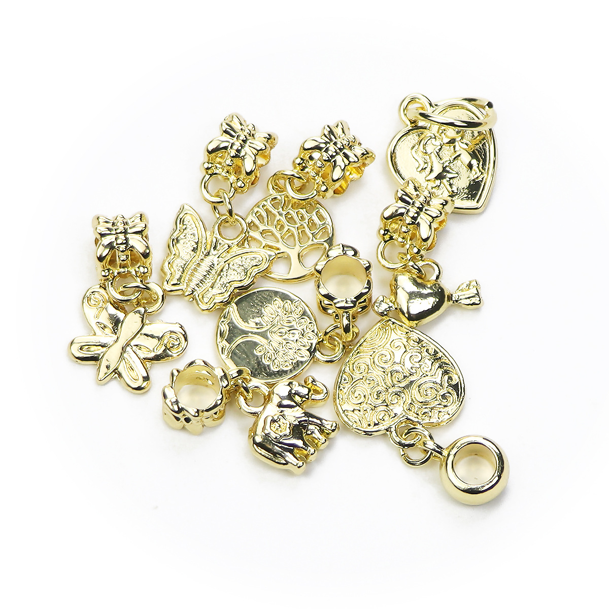 Cross-Border New Light 16K Gold Hanging Galvanized Alloy Jewelry Diy European And American Bracelet Beaded Jewelry Accessories Wholesale Item Picture