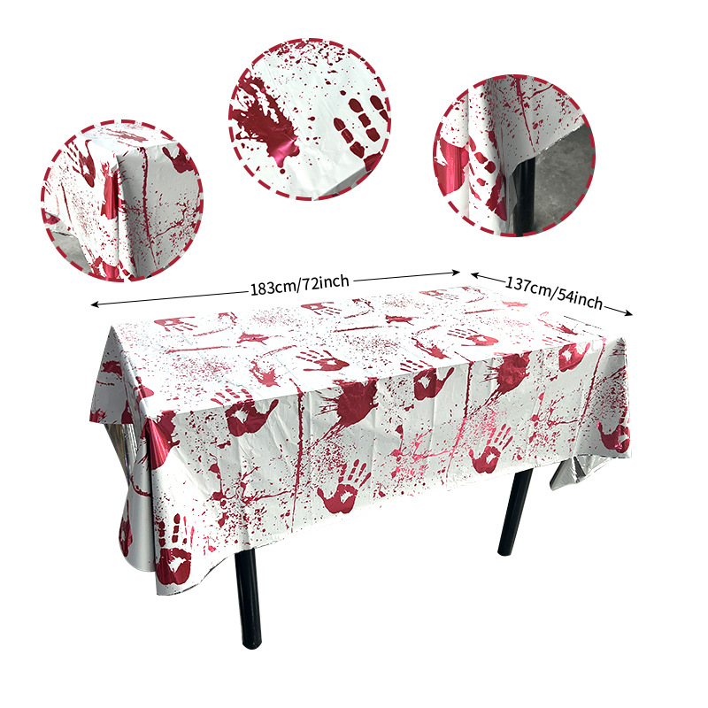 Cross-border Halloween party decoration tablecloth, terrifying party supplies, bat pumpkin disposable oil-resistant tablecloth details Picture