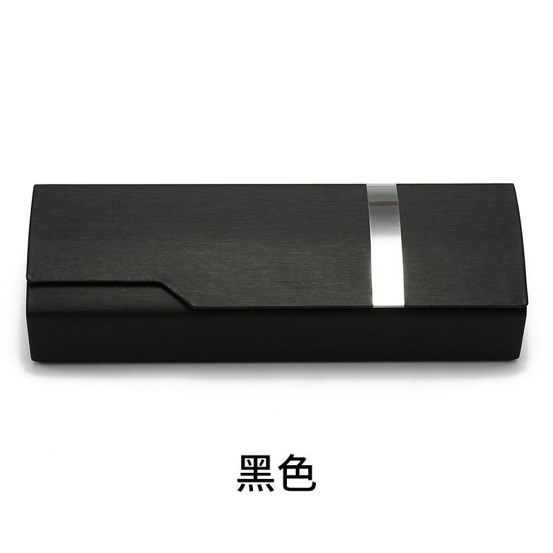光学眼镜盒批发拉丝翻盖手工盒银条不规则学生光学镜盒 可印LOGO白底实物图