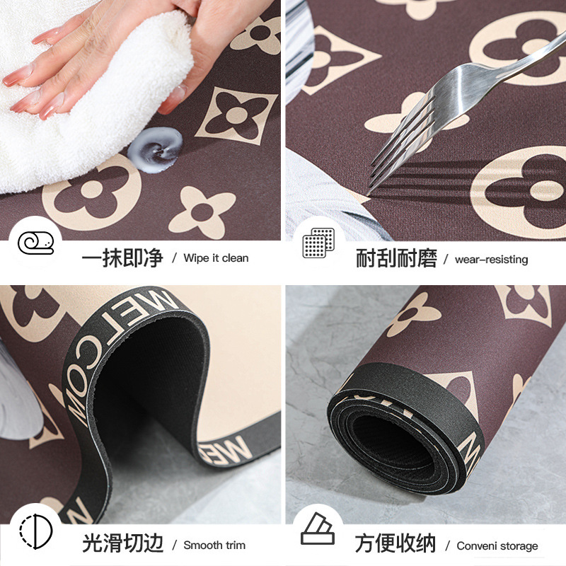 Diatom mud kitchen floor MATS, no-wash and washable carpets, oil-proof, water-proof, anti-slip water-absorbing floor MATS, dirt-resistant household wholesale Specification image