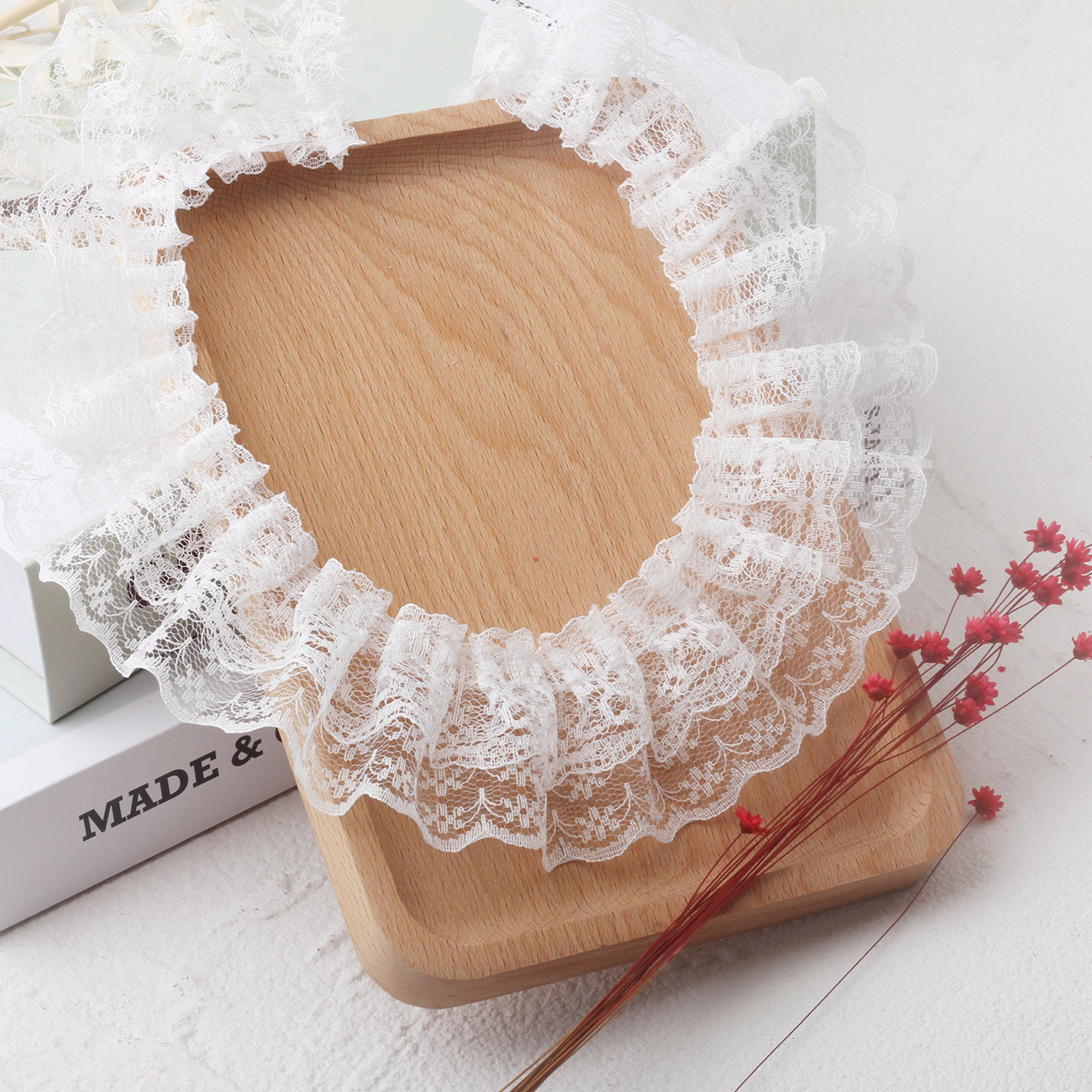 In stock: 5cm double-layer lace pleated Lolita clothing, toys, craft skirt hem, cuff accessories, discounted lace