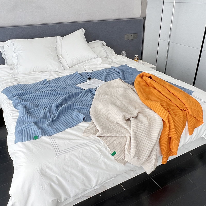 工厂批发新款北欧风柳条办公空调午休毯毛线盖毯沙发床尾毯针织毯