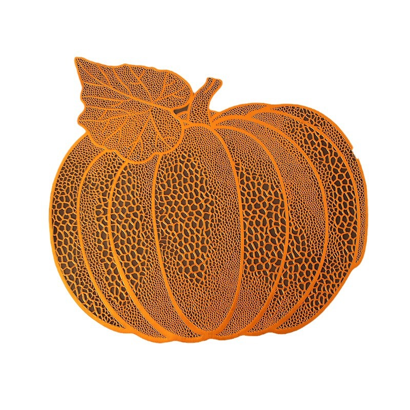 Wholesale Nordic-style hollowed-out PVC pumpkin decorated Western placemats, InS-style food-grade waterproof and anti-slip table MATS Item Picture