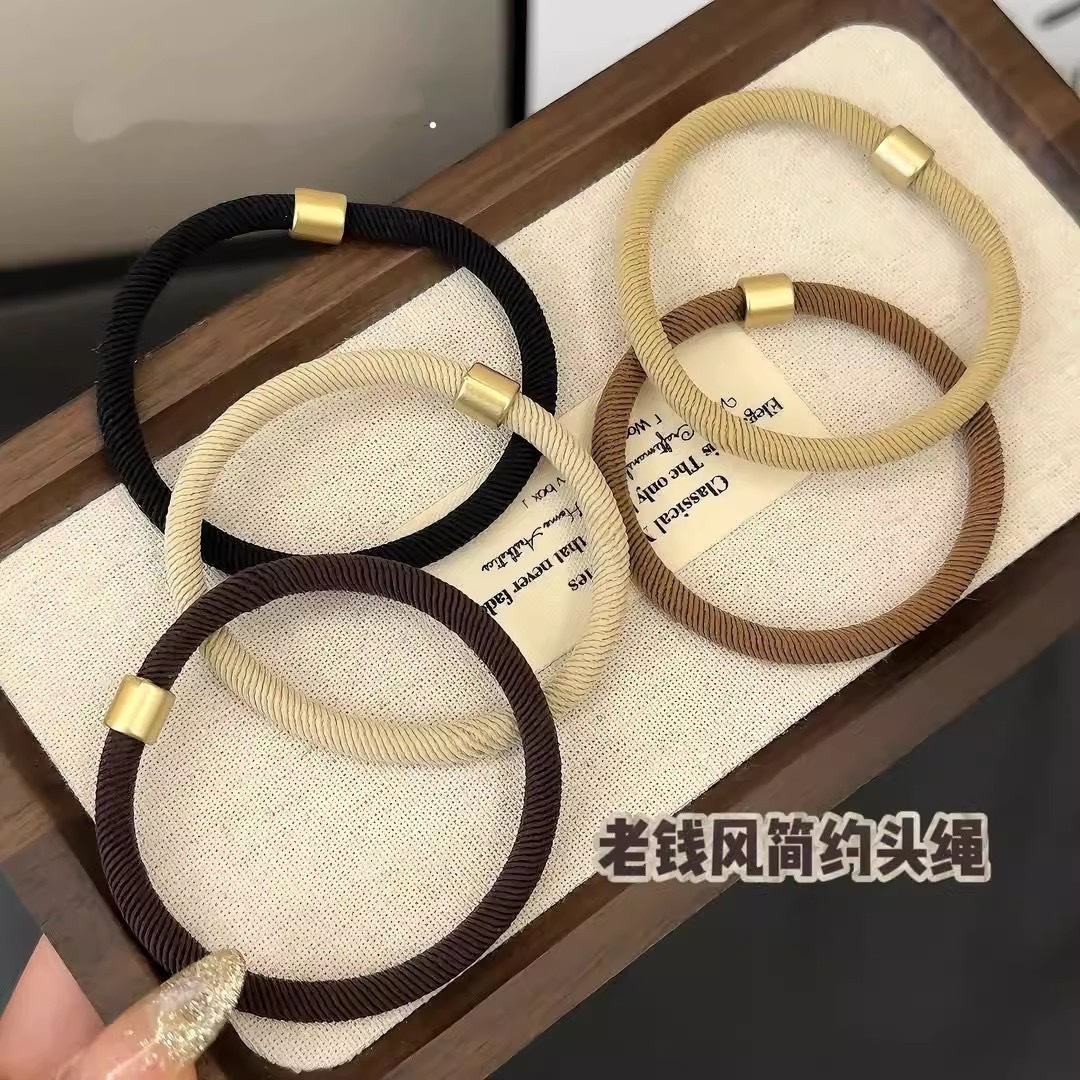 High-elasticity and durable hair tie, basic hair band, simple and elegant hair tie, high ponytail leather band, women's hair accessory details Picture
