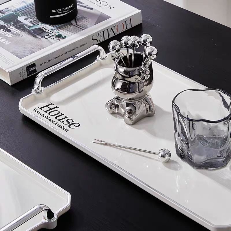 Rectangular Circular Plastic Commercial Display Plate Cooked Food Plate White Tray Tea Cup Living Room Cross-Border Foreign Trade details Picture