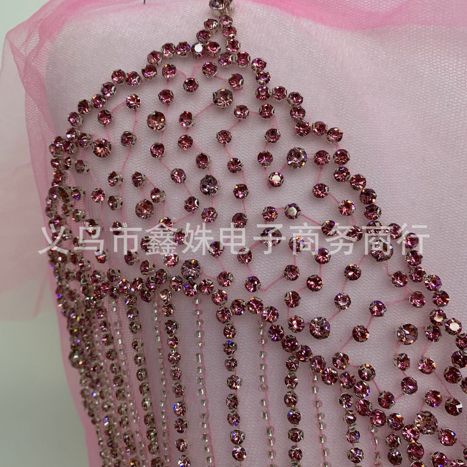 Rosa avanzado heavy industries multicapa borlas strass moda ropa decoración details Picture