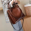 Leather women's bag 2023 new style fashionable women's bag, large capacity hand-held crossbody bag, bucket bag, niche design large bag details Picture
