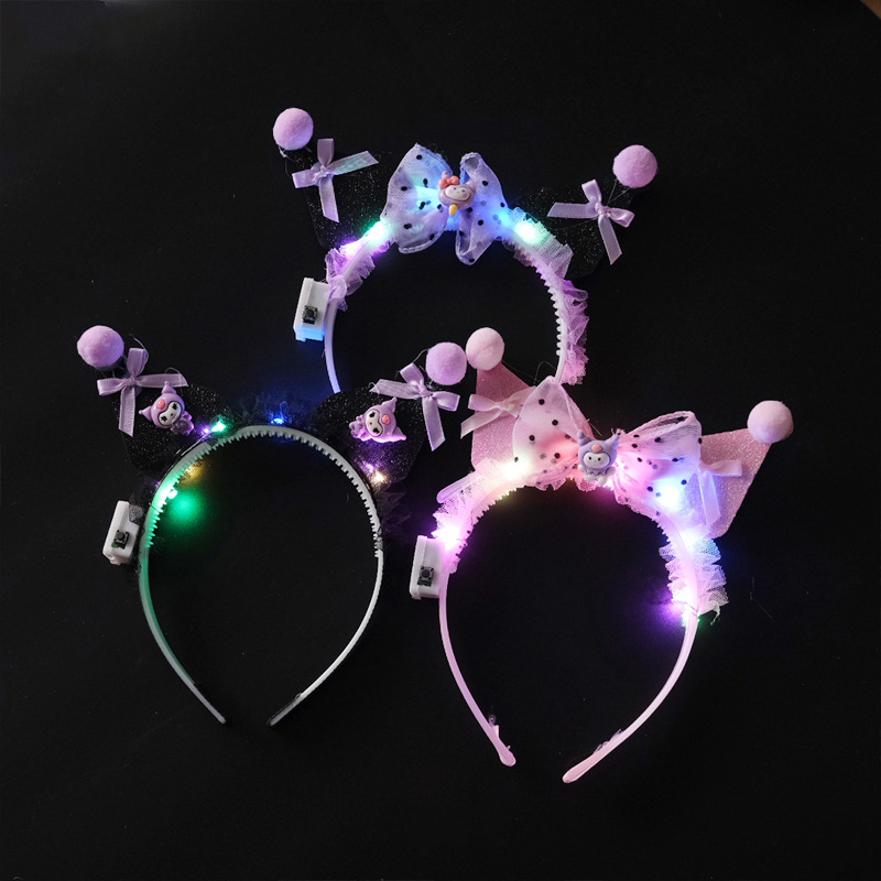 Internet-famous street vendors set up glowing hair bands, best-selling illuminated toys, bars, night markets, flashing headbands, cross-border hair accessories, and wholesale gifts details Picture
