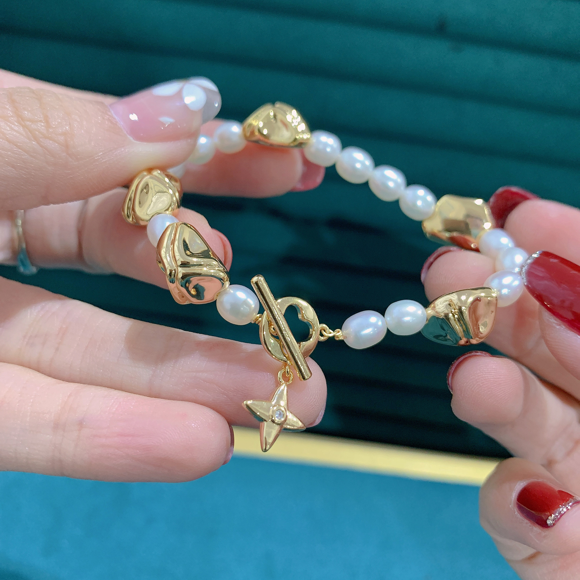 Copper-plated real gold irregular stone Baroque through-hole pearl accessories diy pearl accessories series, a niche new style details Picture