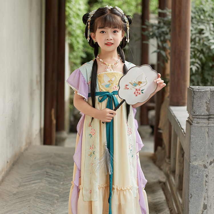 龙唐绣汉服儿童新款民族风女童连衣裙古风HFV8-4-6007