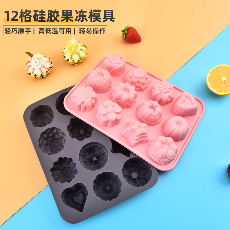 12 Squares Silicone Ice Cream Mold Soap Ice Cream Mold Cake Baking Mold Chocolate Pudding Jelly Mold details Picture