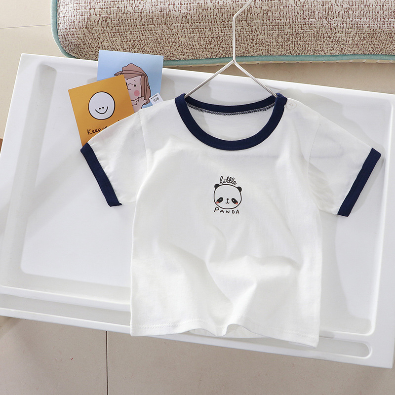 Baby short-sleeved T-shirts, boys' and children's 2023 summer baby tops, half-sleeved children's clothing, summer pure cotton girls' fashion Specification image