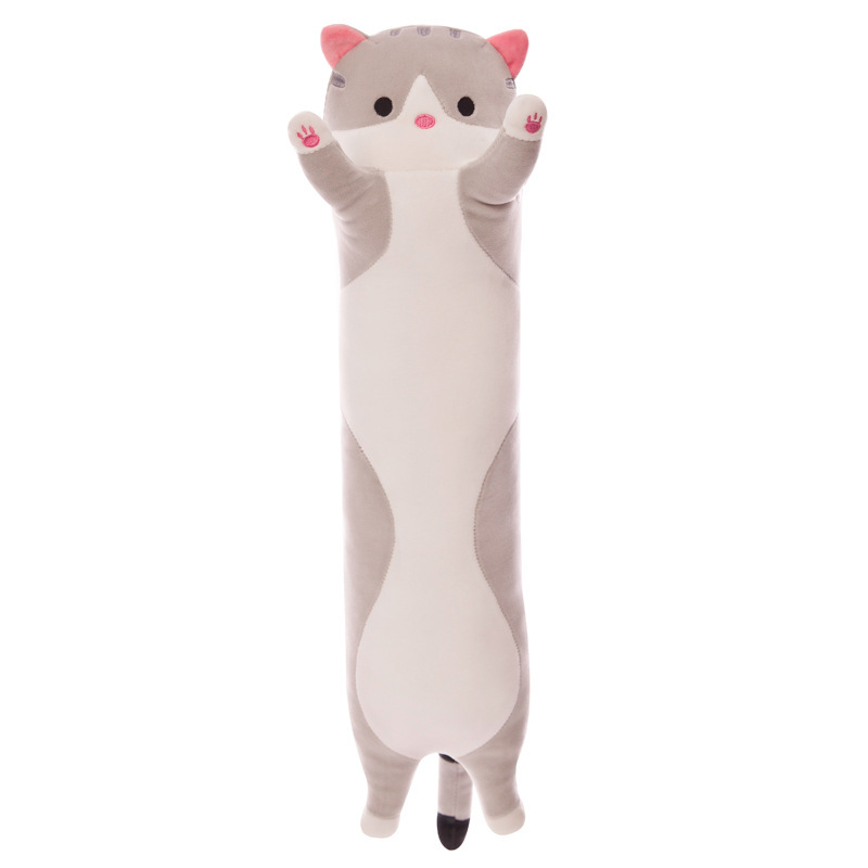 跨境长条猫抱枕亚马逊皮壳圆柱枕头卡通猫咪大号毛绒玩具布娃娃详情图5