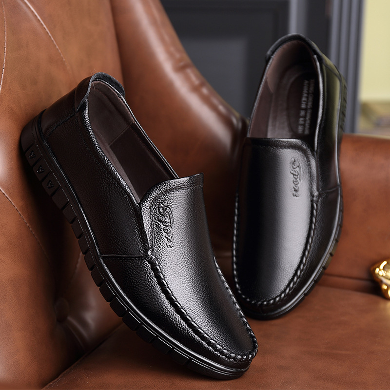 Dad's shoes: cowhide, autumn genuine leather, soft soles, elderly and middle-aged leather shoes, men's casual, men's style shoes, men's shoes, single shoes details Picture
