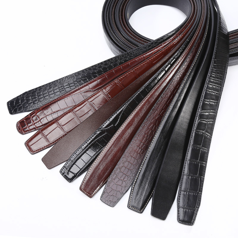 New Belt Men's Cowhide Automatic Buckle Without The Lead Belt Without Buckle Belt Business Trend Manufacturers Wholesale