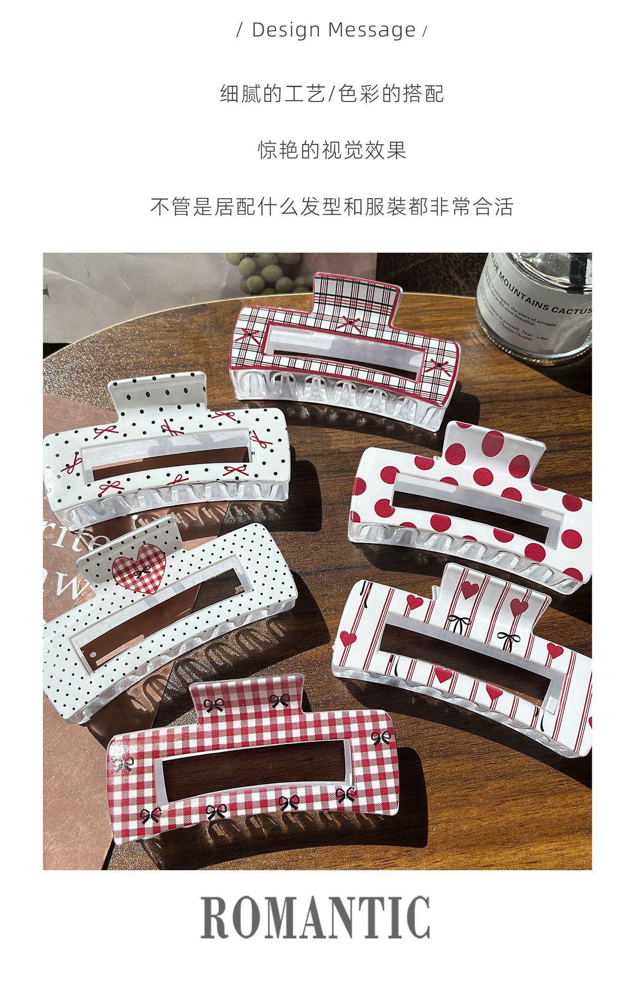 PC新款时尚水果印花发爪甜美草莓西瓜方形百搭抓夹外出鲨鱼夹发饰详情3