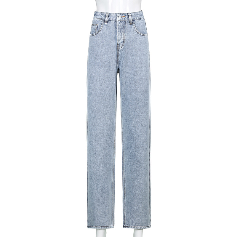 Amazon AliExpress eaby European and American export high-waisted loose wide-leg casual printed jeans make women look slimmer Item Picture