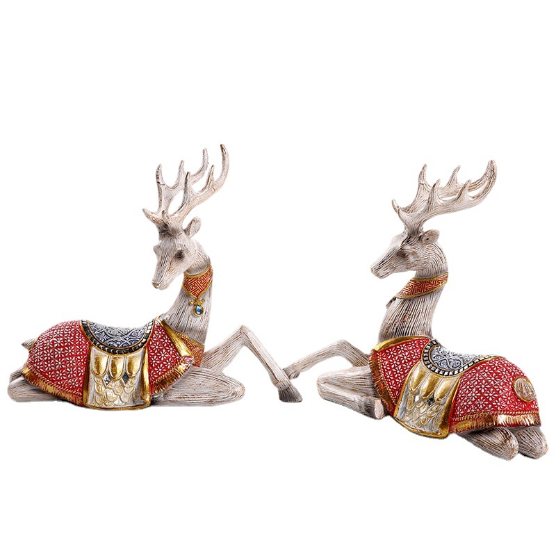 Painted Lovers Deer Creative Home Living Room Study Chinese Decoration Resin Crafts Wholesale Item Picture