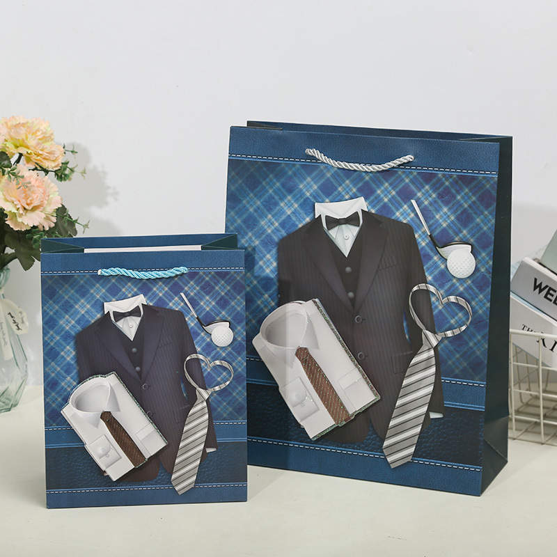Men's suit 3D patch powder gift bag, handbag, paper bag, birthday return gift, souvenir gift packaging bag, South America Specification image