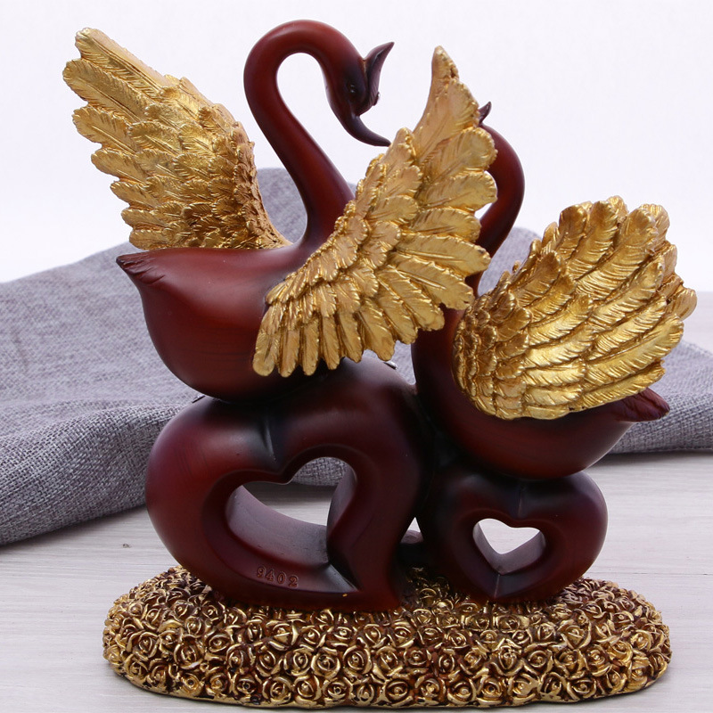 Manufacturers Wholesale Creative Resin Crafts Europe And The United States Sweet Love Lovers Swan Car Decoration Home Furnishings details Picture