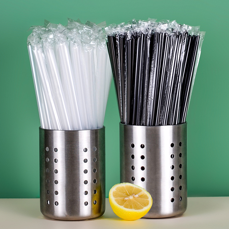 Disposable Plastic Straws Pla Milk Tea Straws Independent Packaging Black Transparent Food Grade Thick Straws Wholesale