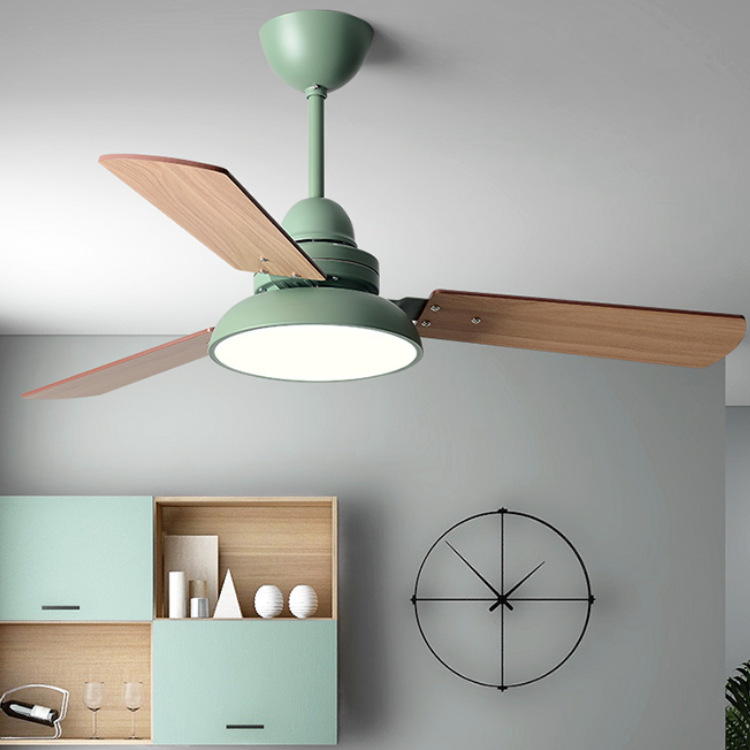 Nordic Industrial Fan Light Simple Restaurant Macaron Ceiling Fan Light Office Commercial Space Bedroom Electric Fan Light