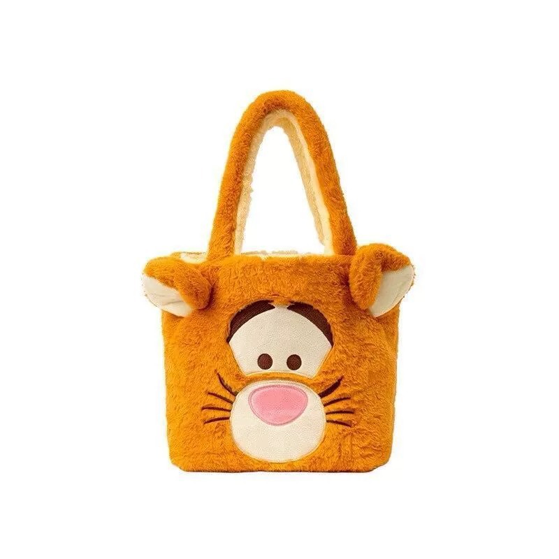 Strawberry bear, plush Winnie the Pooh, Tigger, single-shoulder, double-sided women's bag, hand-held, large-capacity shopping bag, birthday present Item Picture