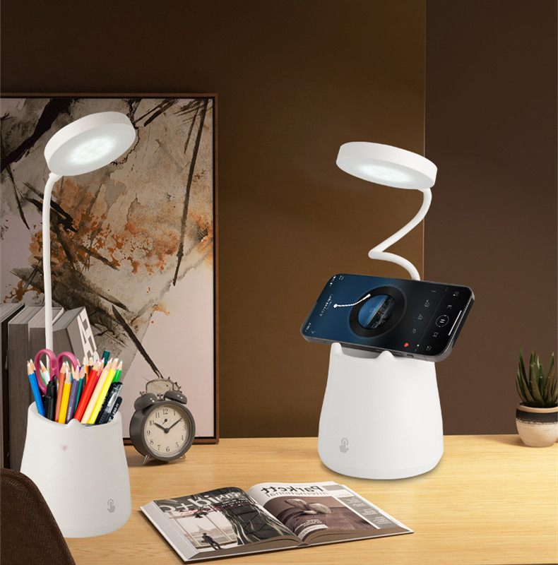 Charging eye-protecting desk lamp, pen holder lamp, mobile phone stand, student reading lamp, charging desk, dormitory bed book lamp pic 1