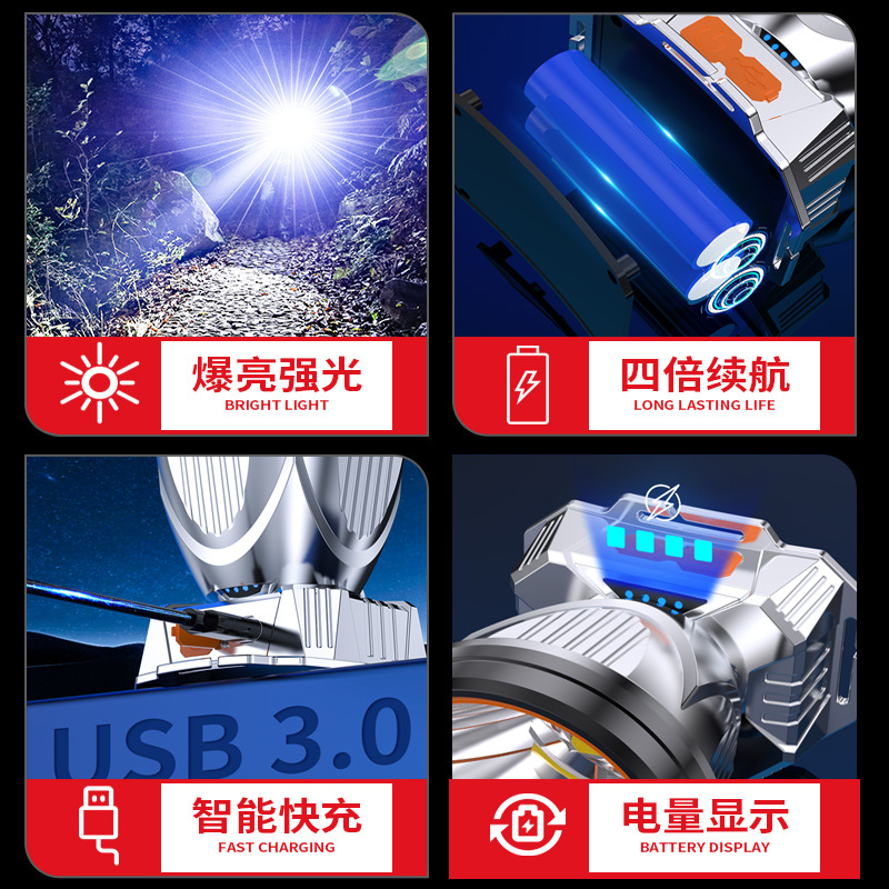 The new headlamps are rechargeable, long-range, outdoor camping, night fishing, led headlamps, searchlights and miner's lamps details Picture