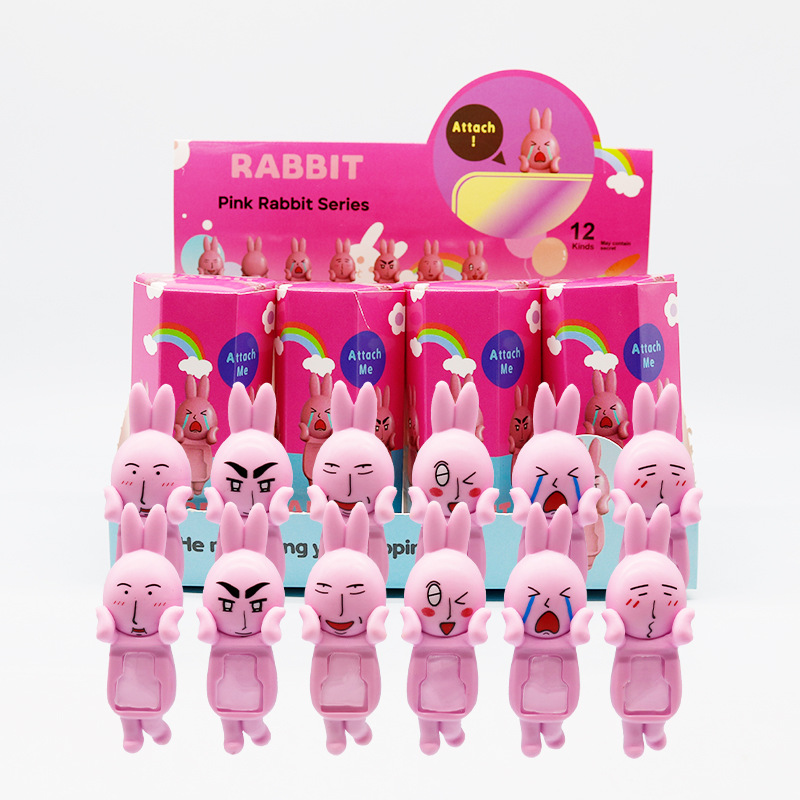 Cross-border party pink rabbit cheek angel blind box car decoration funny Cupid hand action figure toy full figure
