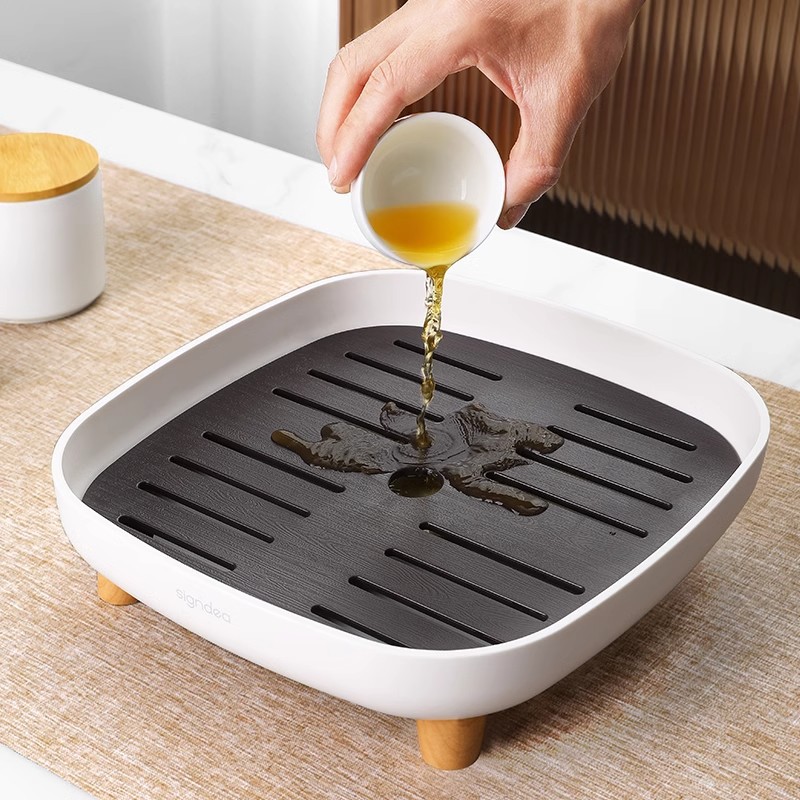 Japanese-style tea tray, home light luxury modern small water storage tea table, Gongfu tea set, simple dry brewing table, draining tray Application Scenario