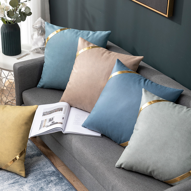 Nordic solid-color, simple and modern waterproof sofa, office headboard, tech fabric throw pillow details Picture