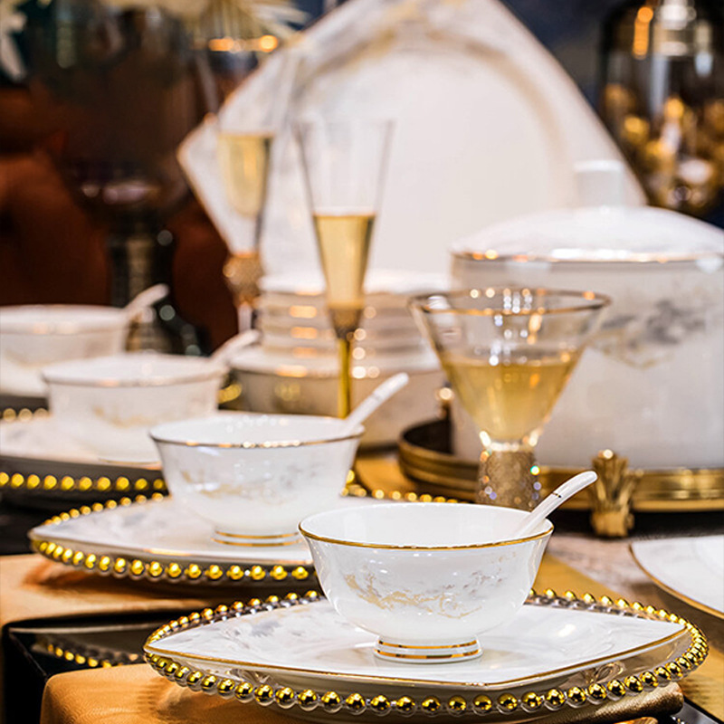 碗家用2024新款景德镇高温骨瓷碗碟套装家用陶瓷餐具碗盘乔迁送礼