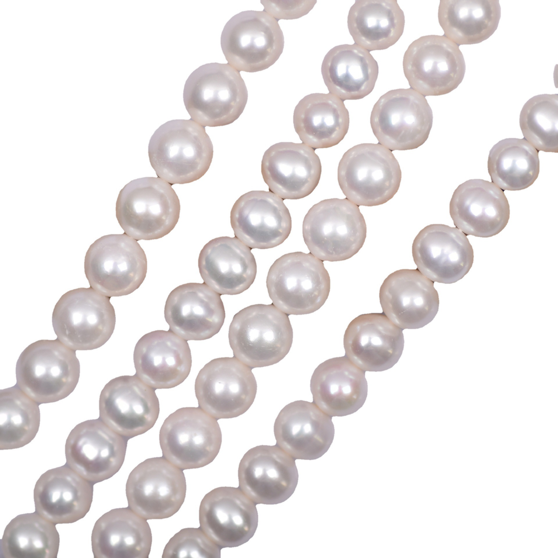 Stock 9-10/11Mm Strong Light Subtle White Bright Natural Freshwater Pearl Necklace Item Picture