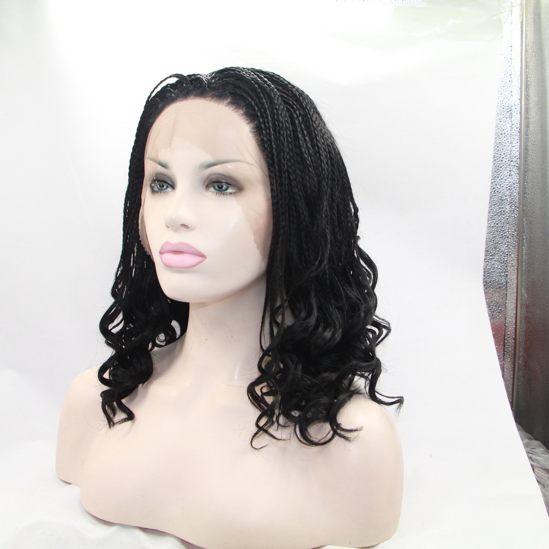 欧美NEWLOOK前蕾丝时尚新款短发长辫子Lace Front Wigs BW0105