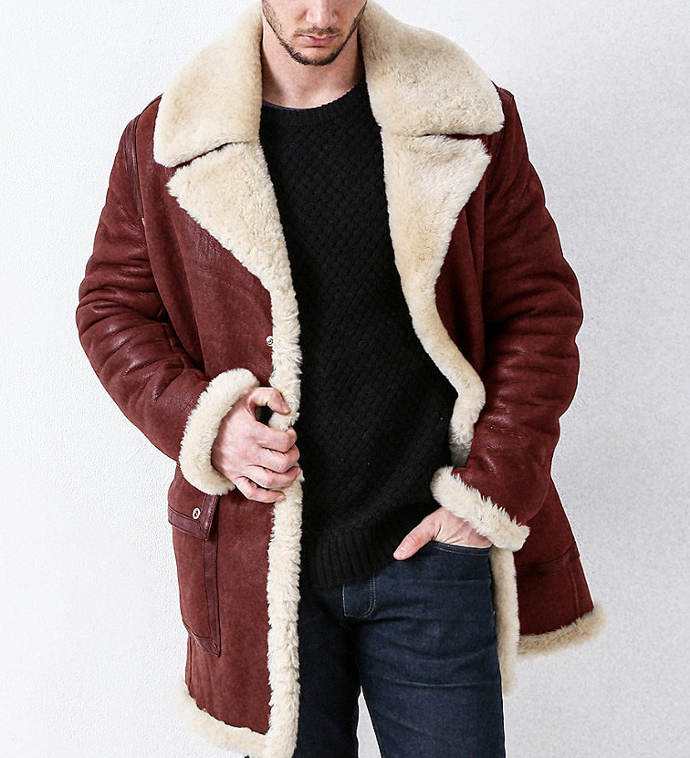 Autumn and winter new arrivals: thickened fur integrated Amazon men's coat, faux leather velvet long coat, European version men's jacket Application Scenario