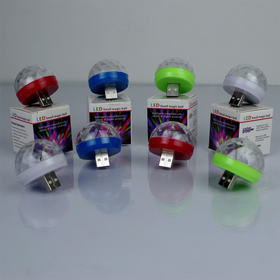 led voice-controlled ambient small color lights, usb seven-color neon small magic ball, mobile phone flashing stage lights