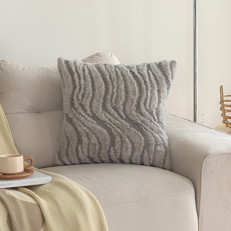 New water wave texture pillowcase, three-dimensional plush simple home sofa pillow cover, living room and bedroom decorative cushion Application Scenario
