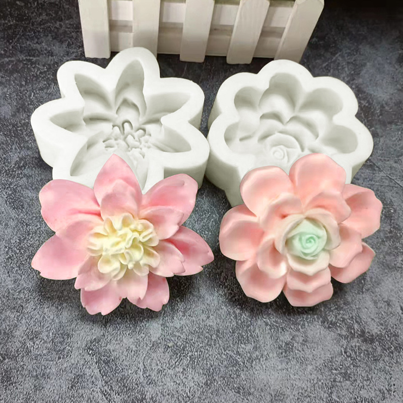 New large peony flower candle silicone mold, rose scented gypsum mold, diy epoxy resin fondant mold details Picture