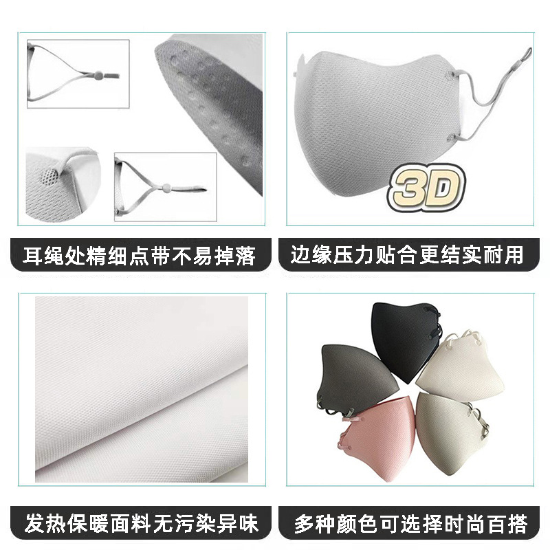 Japanese sponge mask 3d breathable for adults, autumn and winter cold protection and warmth retention manufacturer batch release, washable mask for women Specification image