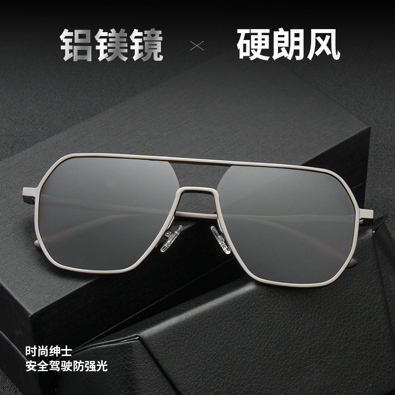 铝镁偏光太阳镜uv400日夜两用变色眼镜户外驾驶男士墨镜高级感