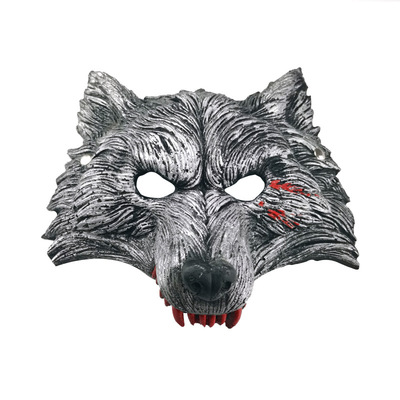 School Birthday Pu Soft Glue Bar Makeup Prom Wolf Head Werewolf Animal Red Tooth Wolf Mask Item Picture