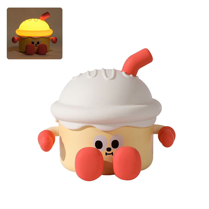 Ice cream patting light, silicone night light, children's room atmosphere, sleep light, charging bedside, birthday gift for girls Item Picture