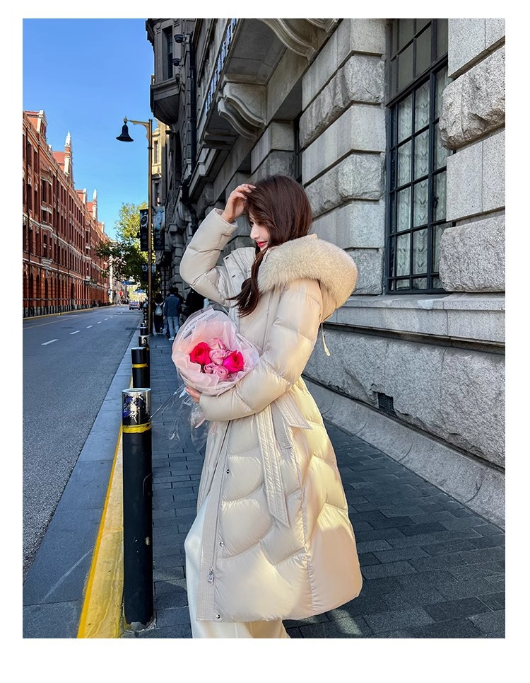 White goose down 2025 new style down jacket for women in winter, mid-length, slimming and form-fitting, fox fur collar, high-end thickened coat pic 14