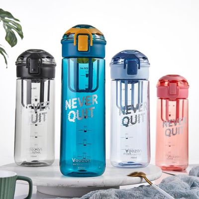 Veezun/威樽 定制logo700ml大容量塑料水杯男女户外健身运动弹跳盖太空塑料杯商用饮料杯
