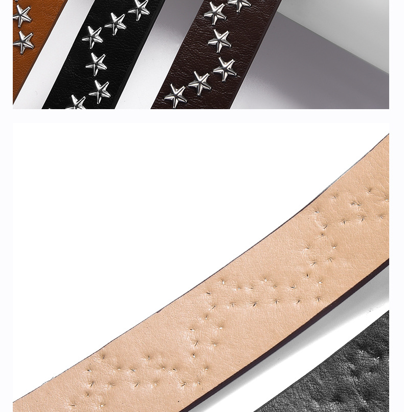 2024韩版小众设计复古腰带女新款牛仔裤装饰棕色星星高级感pu皮带详情36