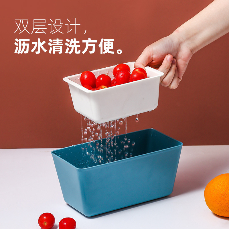 家用懒人双层零食盒嗑瓜子神器方形可沥水果盘家用糖果零食干果盘详情3