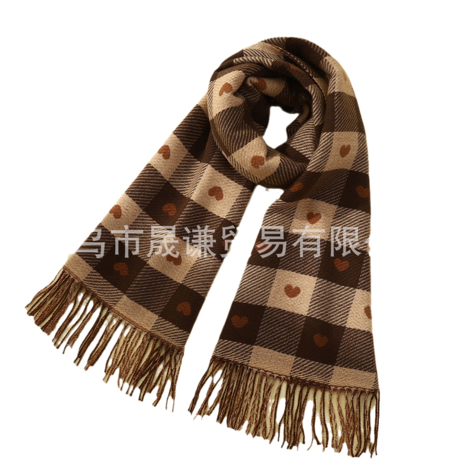 围巾/男士围巾/穆斯林用品女士穆斯林/围巾长针织/仿皮草帽子白底实物图